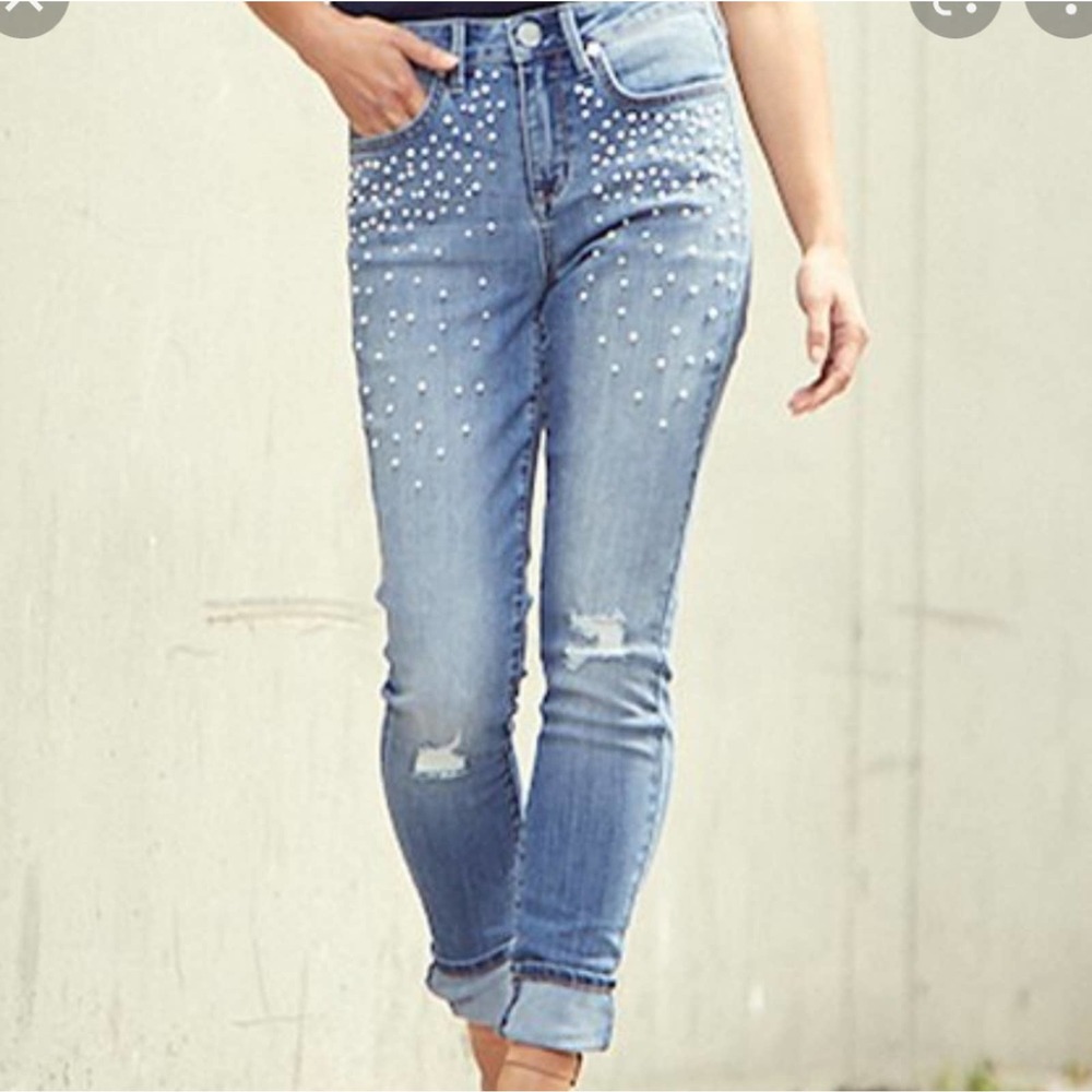 Seven Jeans With Pearl Accents Plus Size 16 Light Wash